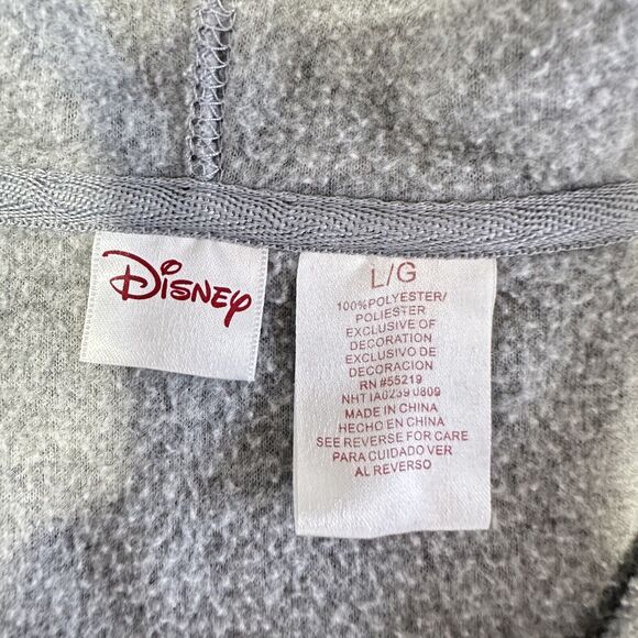Disney Women’s Size L Embroidered Mickey Mouse Athletics Fleece Hooded Gray - Picture 8 of 8